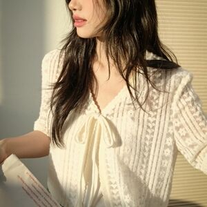 Cream Lace Cardigan for Women